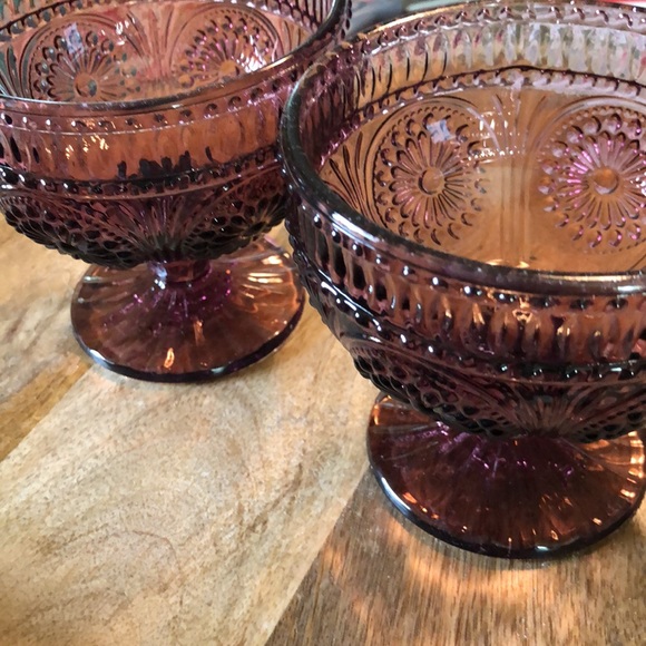 THE PIONEER WOMAN Set-of-2 Adeline Plum Glass Textured Old-Fashioned Sundae NEW - Picture 7 of 17